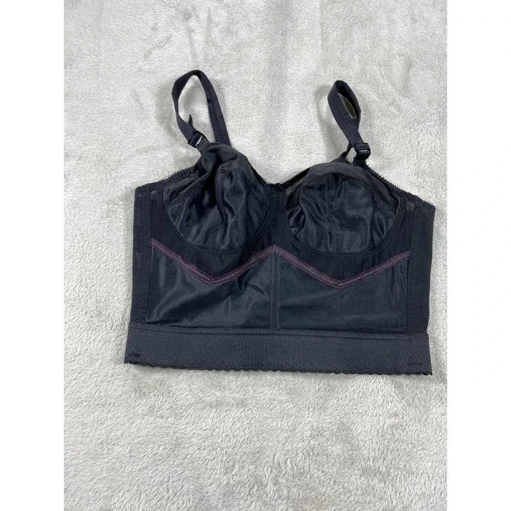 Vintage Corset Bra‎ Womens Black 100% Nylon Adjustable Straps Workers Union